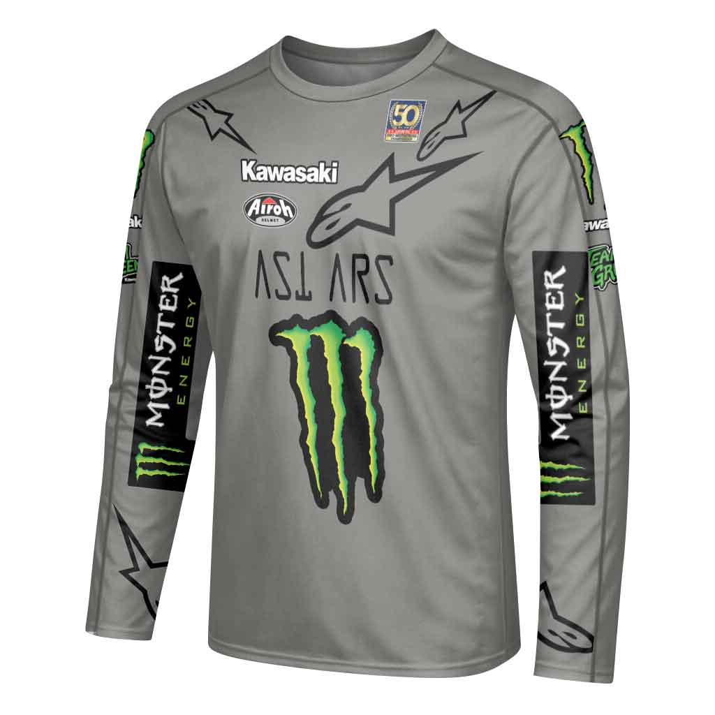 Jason Anderson 21 Kawasaki Grey Long Sleeve Motocross Jersey