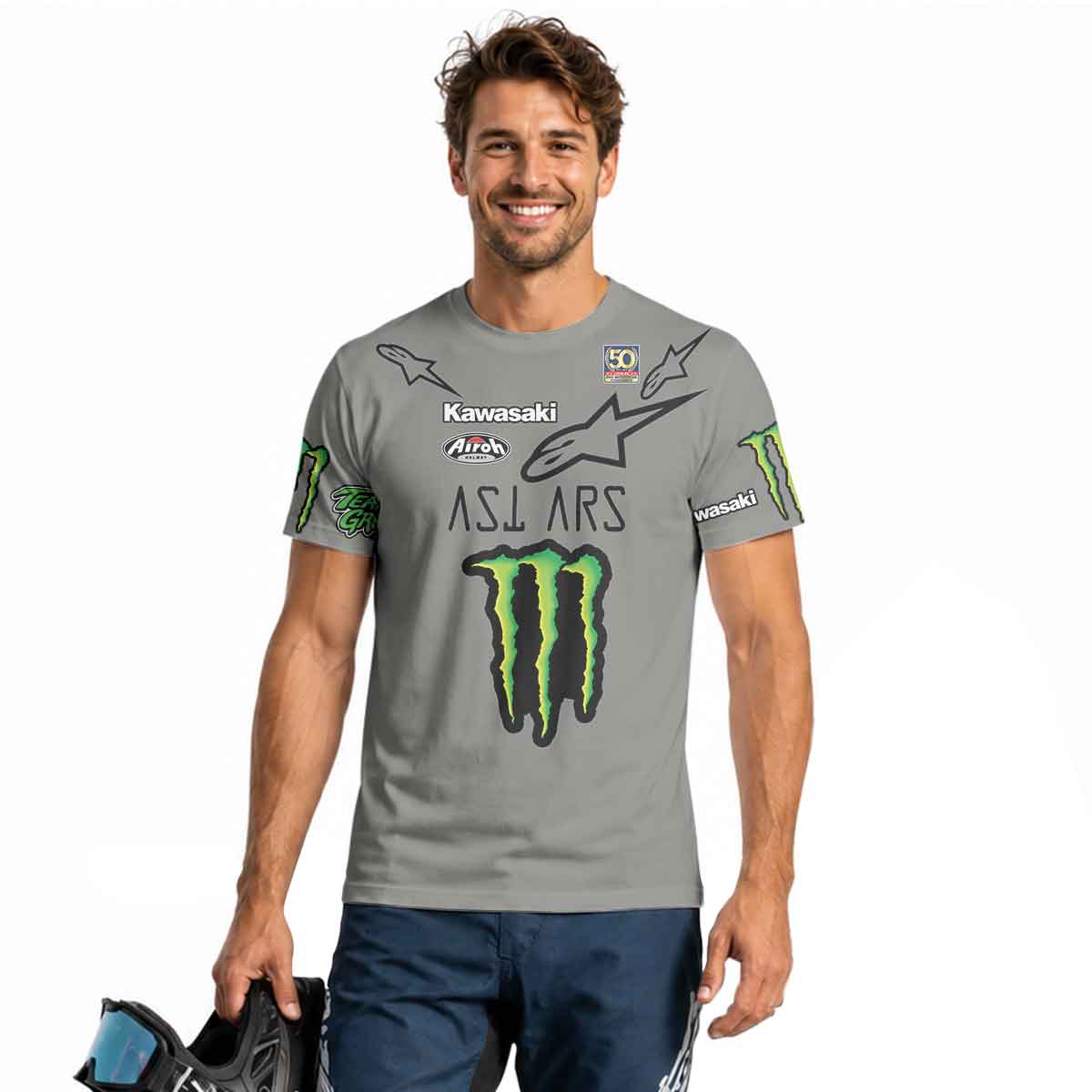 Jason Anderson 21 Kawasaki Grey Short Sleeve Motocross Jersey