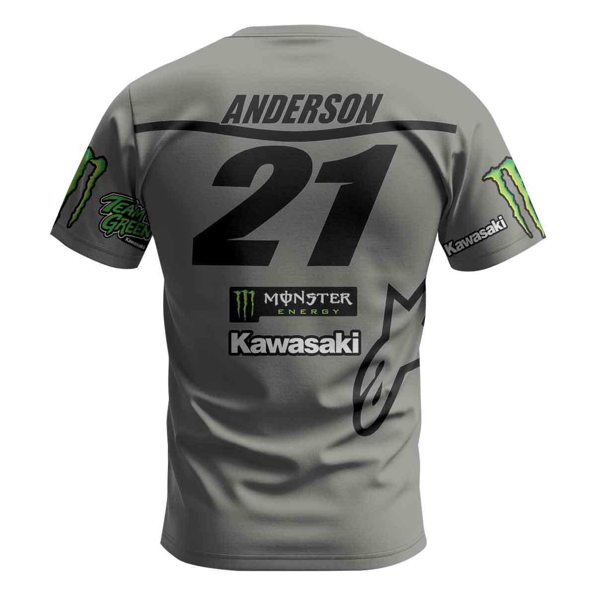 Jason Anderson 21 Kawasaki Grey Short Sleeve Motocross Jersey