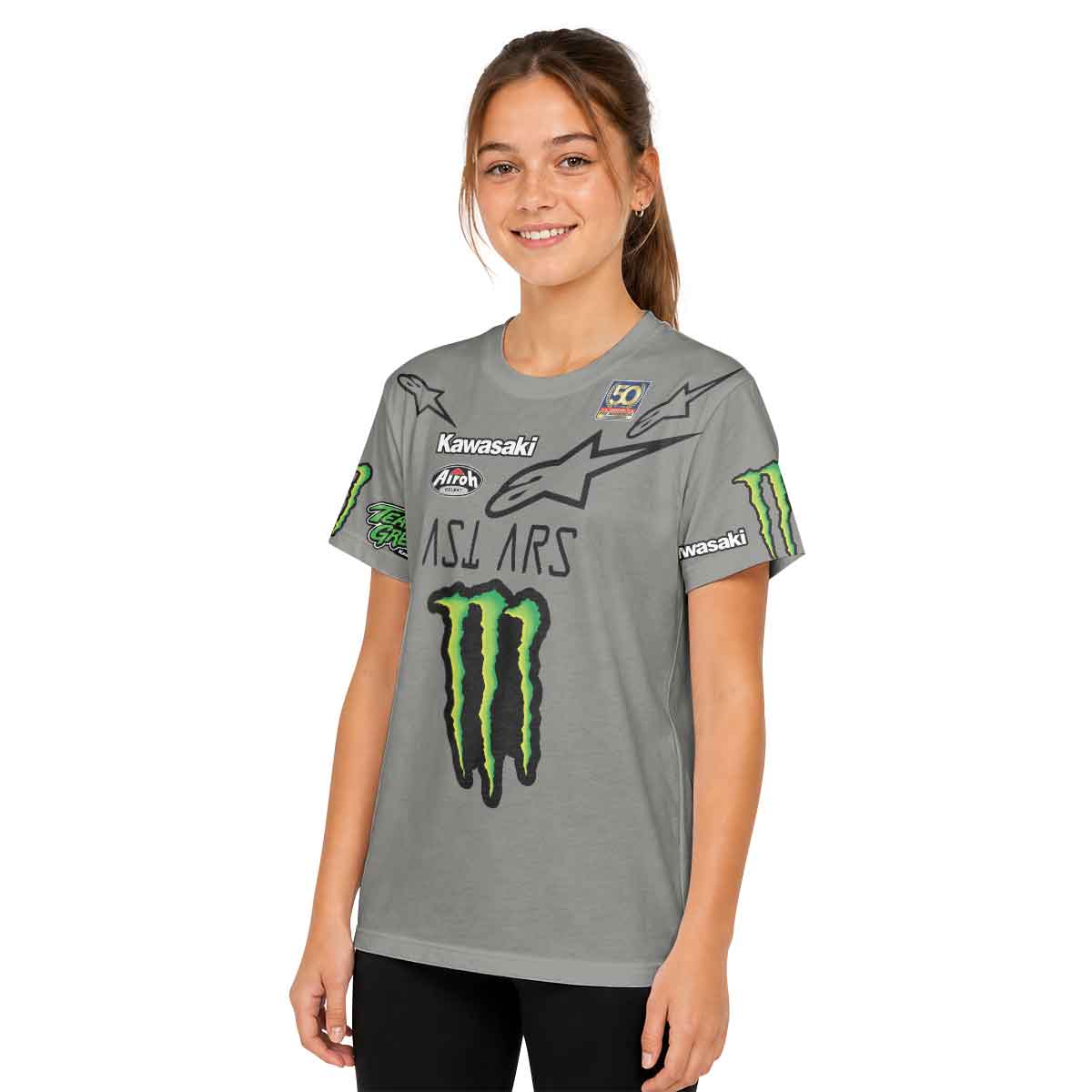 Jason Anderson 21 Kawasaki Grey Youth Short Sleeve Motocross Jersey