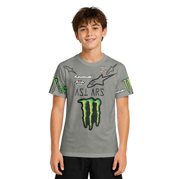 Jason Anderson 21 Kawasaki Grey Youth Short Sleeve Motocross Jersey