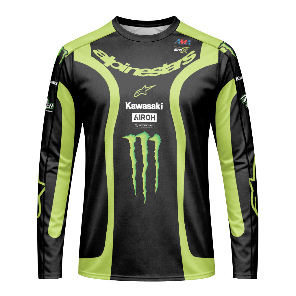 Jason Anderson Alpinestars Black Green Long Sleeve Motocross Jersey