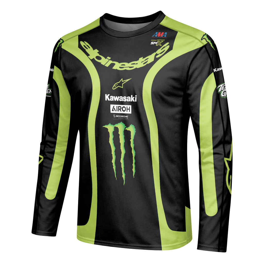 Jason Anderson Alpinestars Black Green Long Sleeve Motocross Jersey