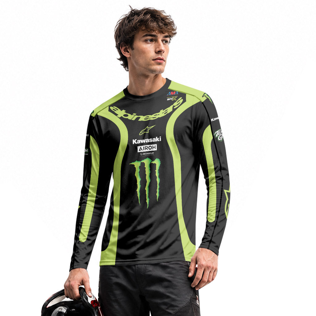 Jason Anderson Alpinestars Black Green Long Sleeve Motocross Jersey