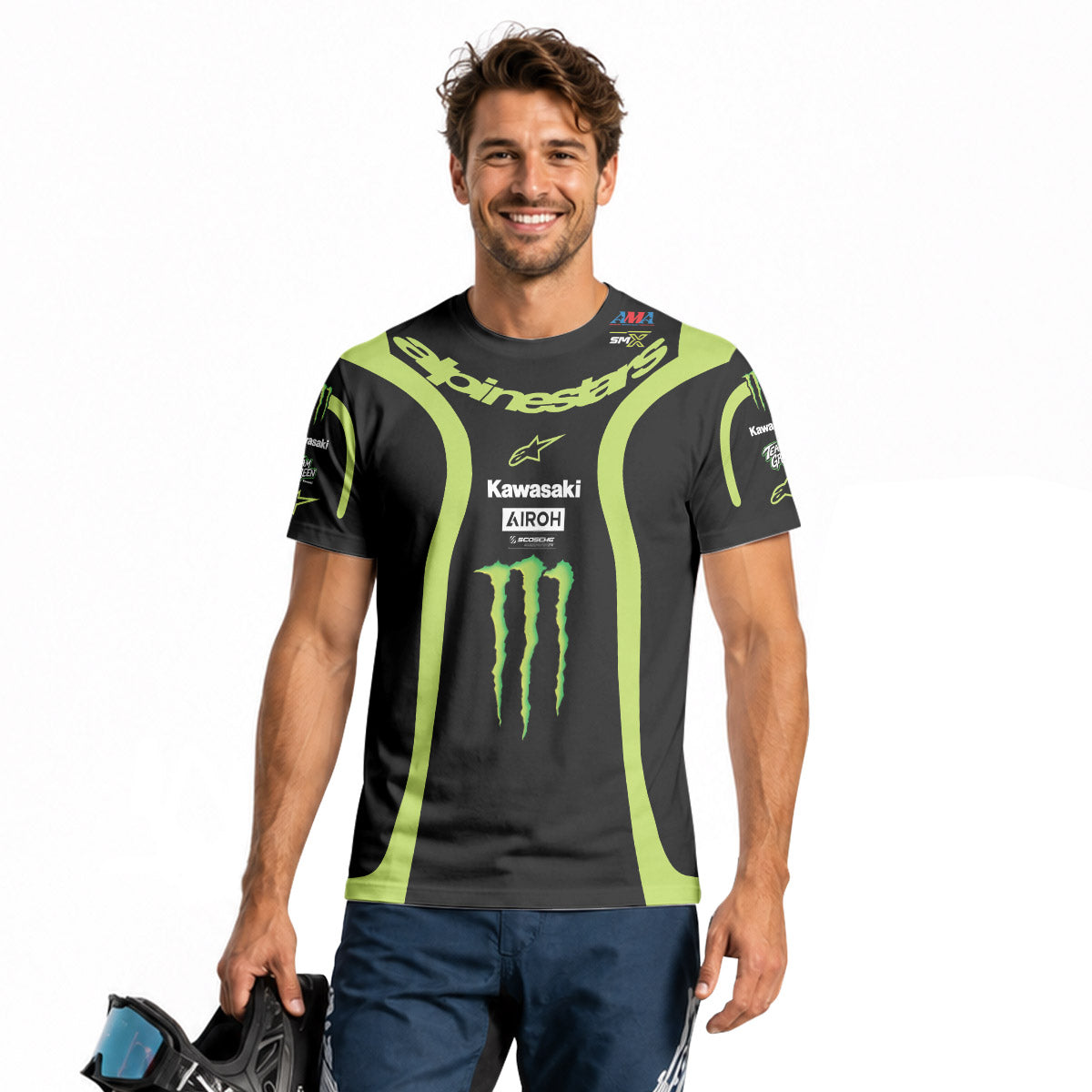 Jason Anderson Alpinestars Black Green Short Sleeve Motocross Jersey