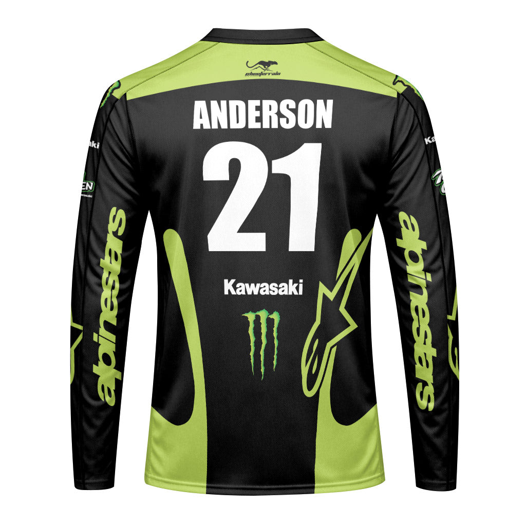 Jason Anderson Alpinestars Black Green Youth Long Sleeve Motocross Jersey