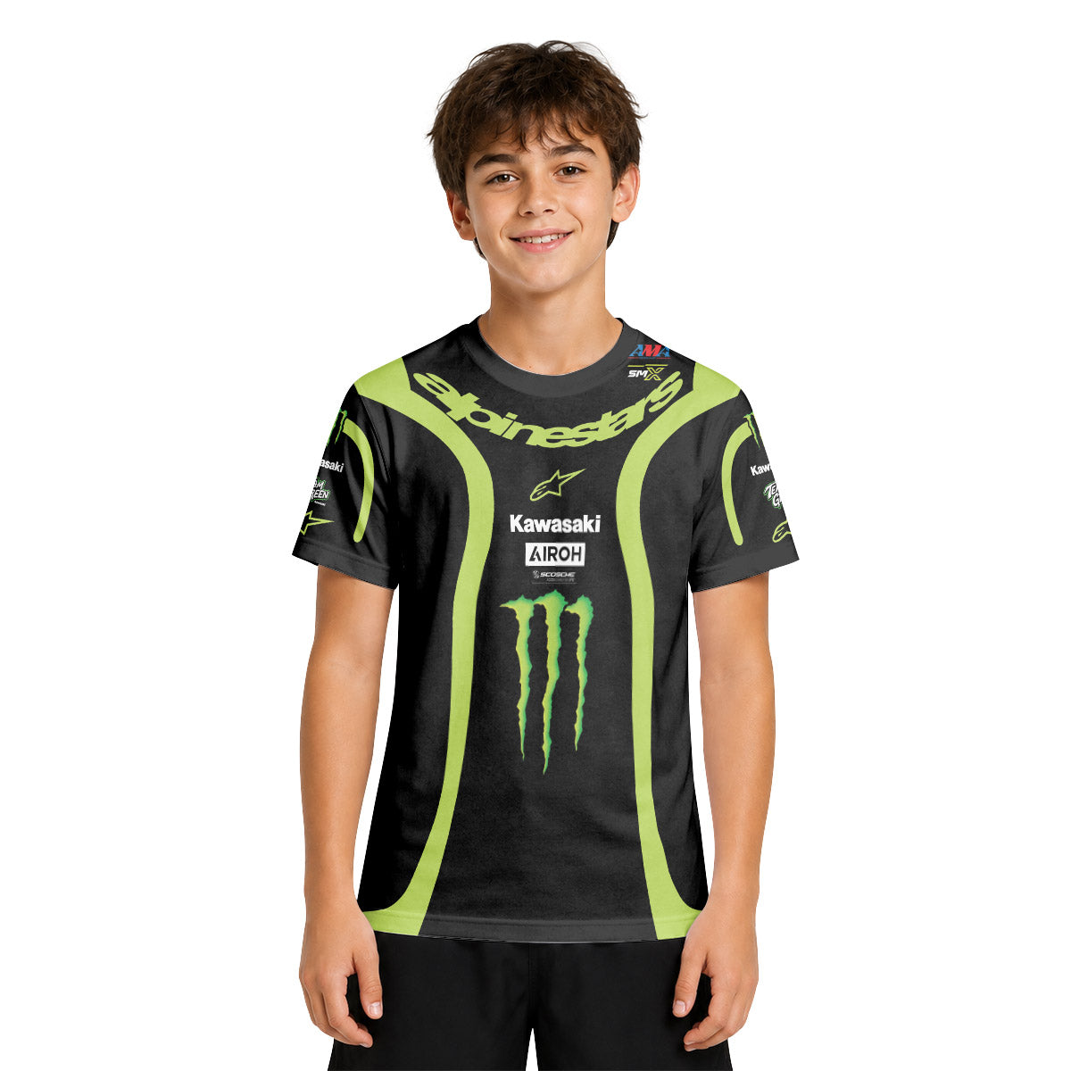 Jason Anderson Alpinestars Black Green Youth Short Sleeve Motocross Jersey