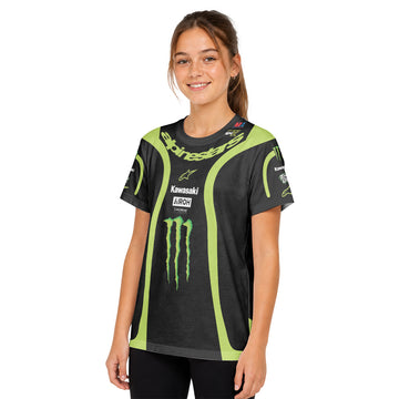 Jason Anderson Alpinestars Black Green Youth Short Sleeve Motocross Jersey