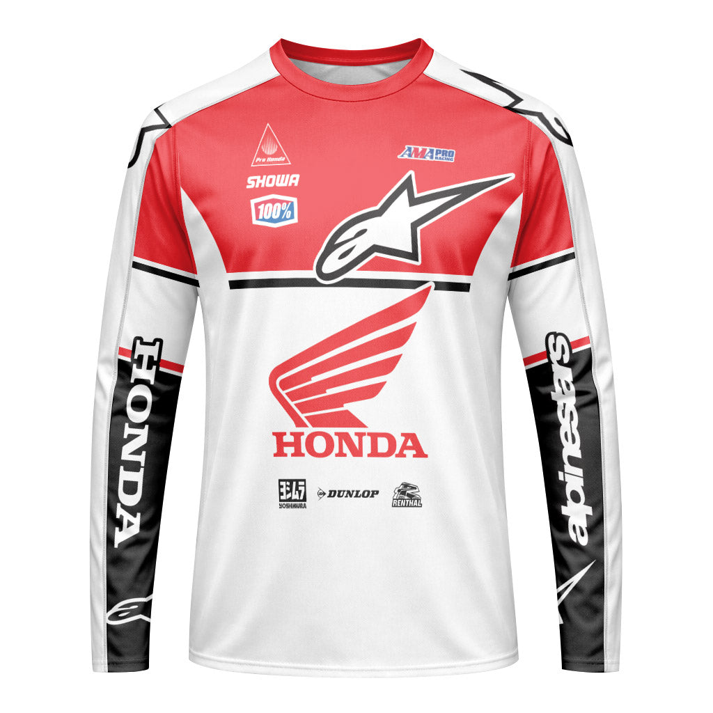 Jett Lawrence 41 Honda White Red Long Sleeve Motocross Jersey