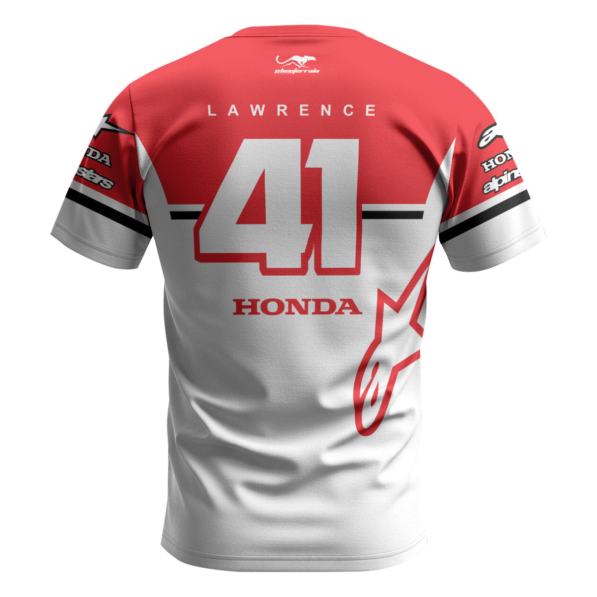 Jett Lawrence 41 Honda White Red Short Sleeve Motocross Jersey