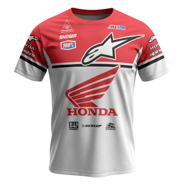 Jett Lawrence 41 Honda White Red Short Sleeve Motocross Jersey