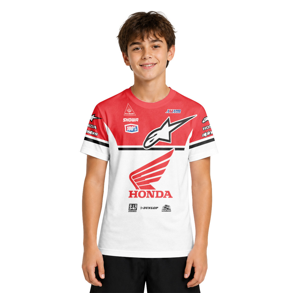 Jett Lawrence 41 Honda White Red Youth Short Sleeve Motocross Jersey