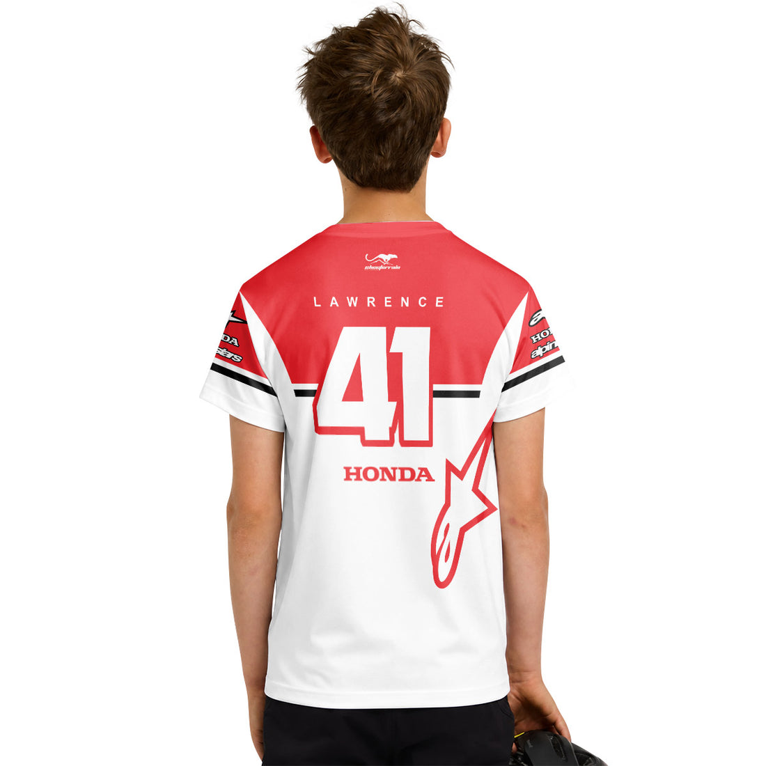 Jett Lawrence 41 Honda White Red Youth Short Sleeve Motocross Jersey