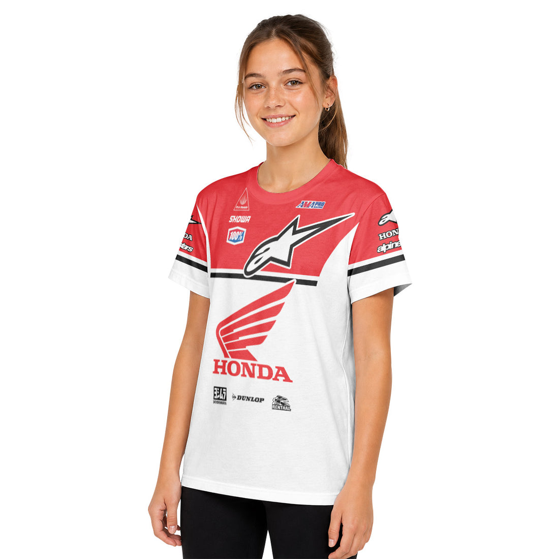 Jett Lawrence 41 Honda White Red Youth Short Sleeve Motocross Jersey