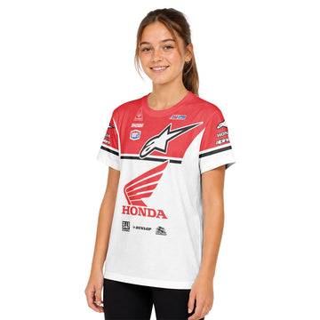 Jett Lawrence 41 Honda White Red Youth Short Sleeve Motocross Jersey