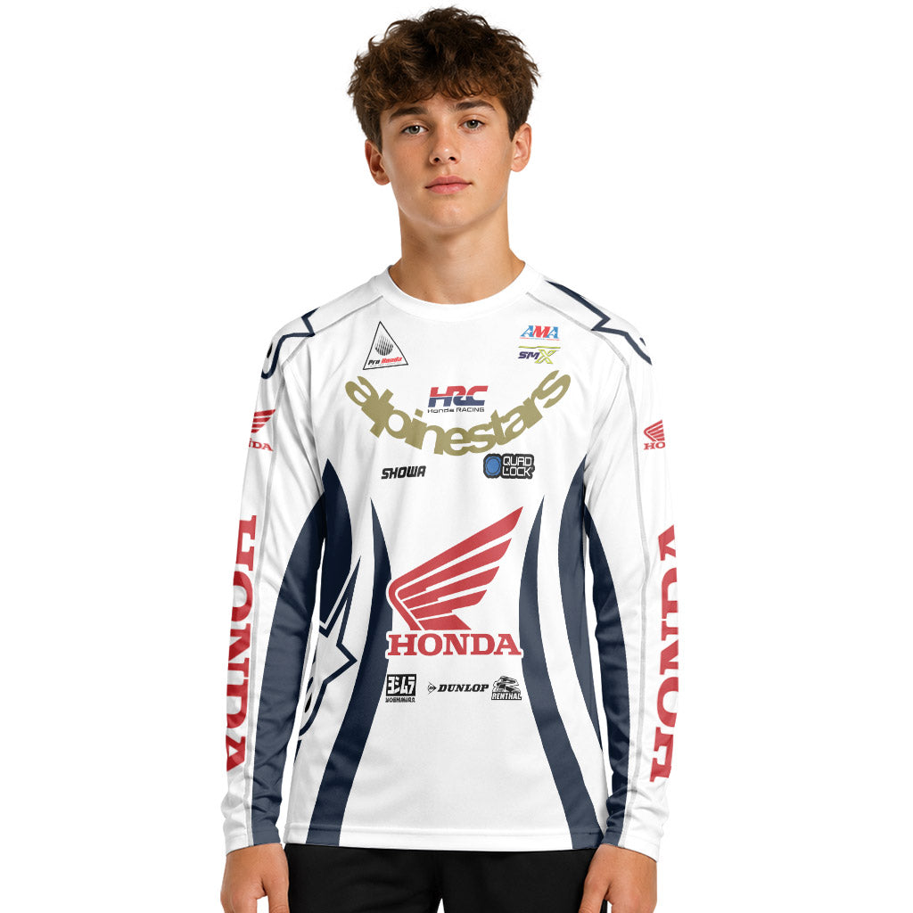 Jett Lawrence 96 Honda Black Line Youth Long Sleeve Motocross Jersey