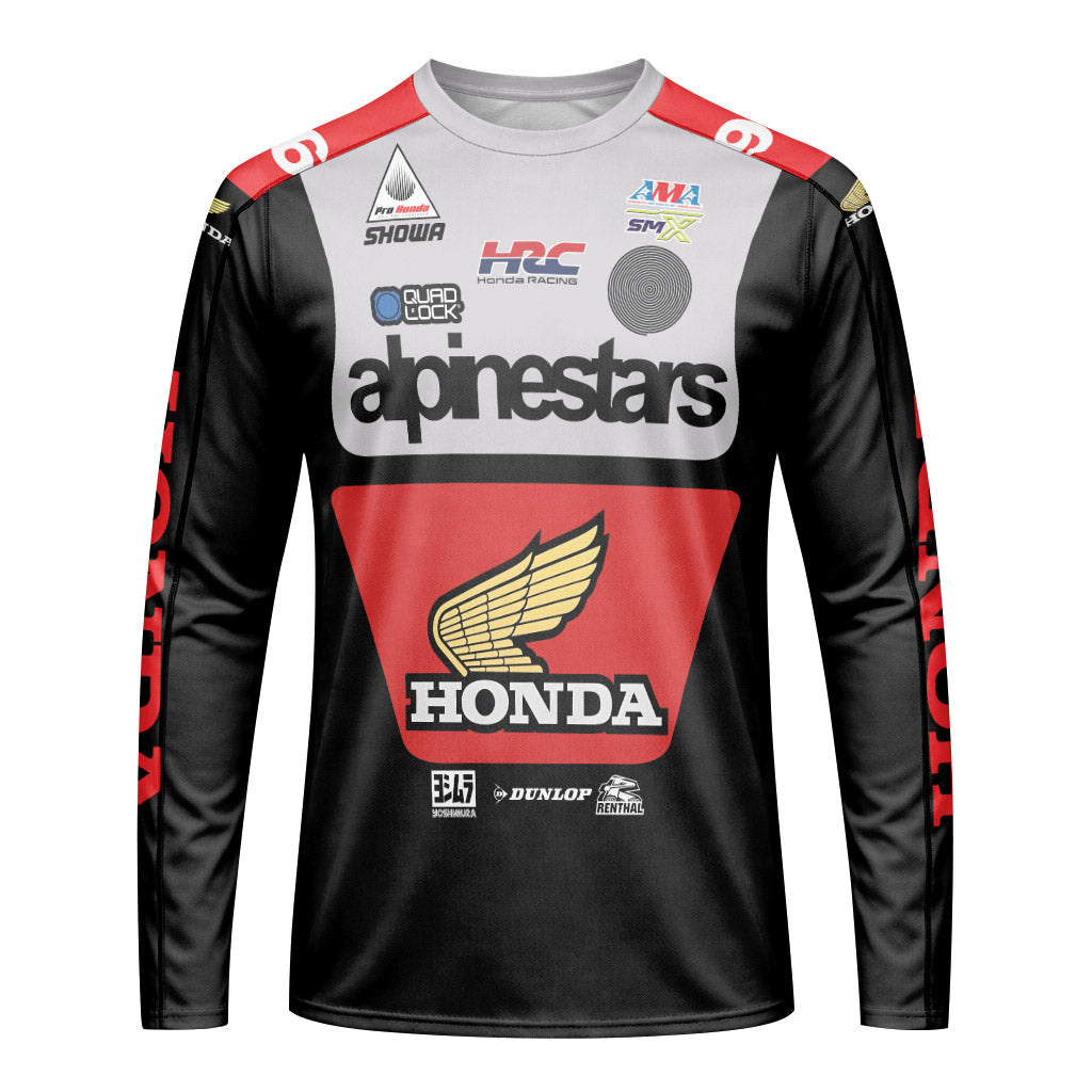 Jett Lawrence 96 Honda Black White Long Sleeve Motocross Jersey