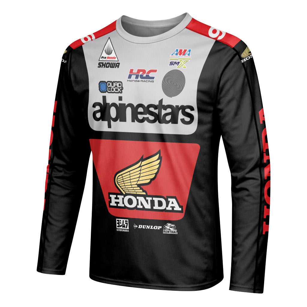 Jett Lawrence 96 Honda Black White Long Sleeve Motocross Jersey