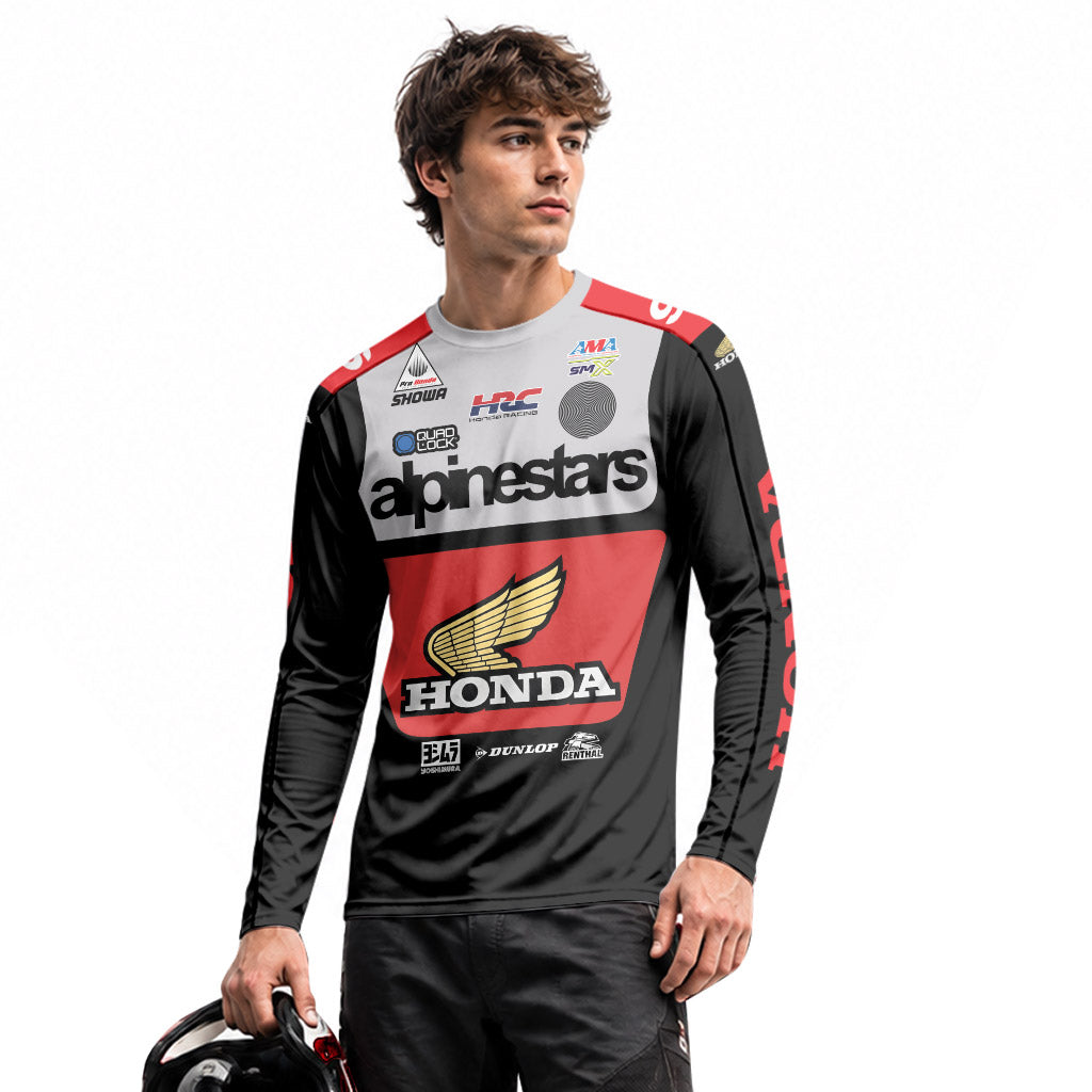 Jett Lawrence 96 Honda Black White Long Sleeve Motocross Jersey