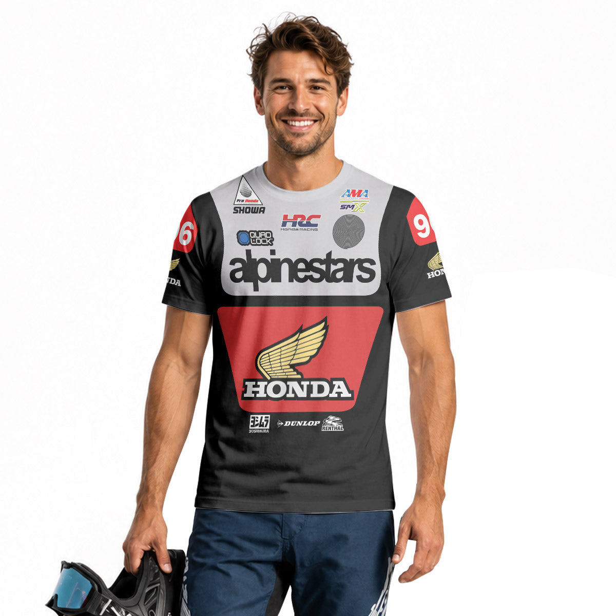 Jett Lawrence 96 Honda Black White Short Sleeve Motocross Jersey