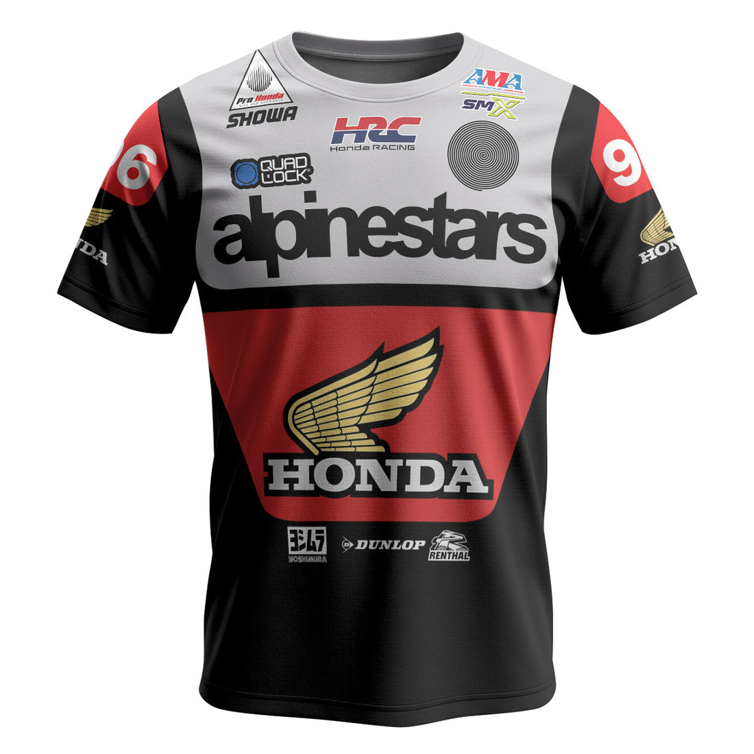 Jett Lawrence 96 Honda Black White Short Sleeve Motocross Jersey