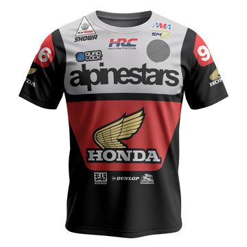 Jett Lawrence 96 Honda Black White Short Sleeve Motocross Jersey
