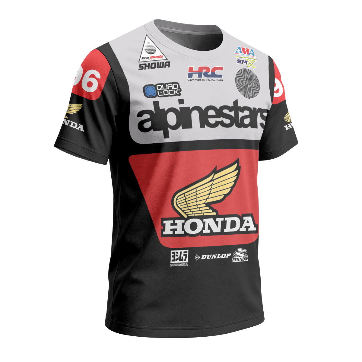 Jett Lawrence 96 Honda Black White Short Sleeve Motocross Jersey