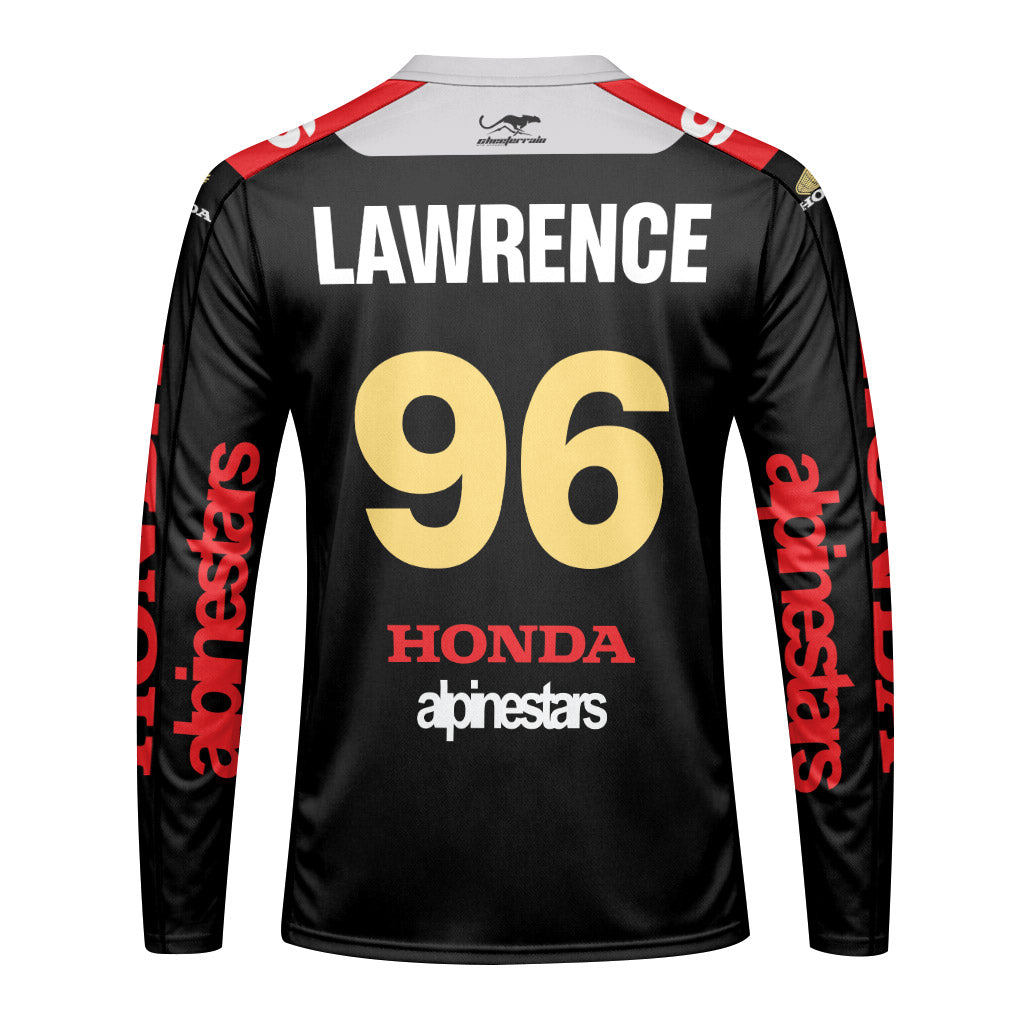 Jett Lawrence 96 Honda Black White Youth Long Sleeve Motocross Jersey