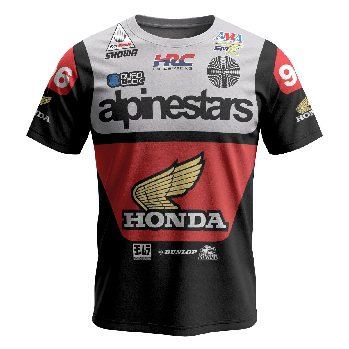 Jett Lawrence 96 Honda Black White Youth Short Sleeve Motocross Jersey