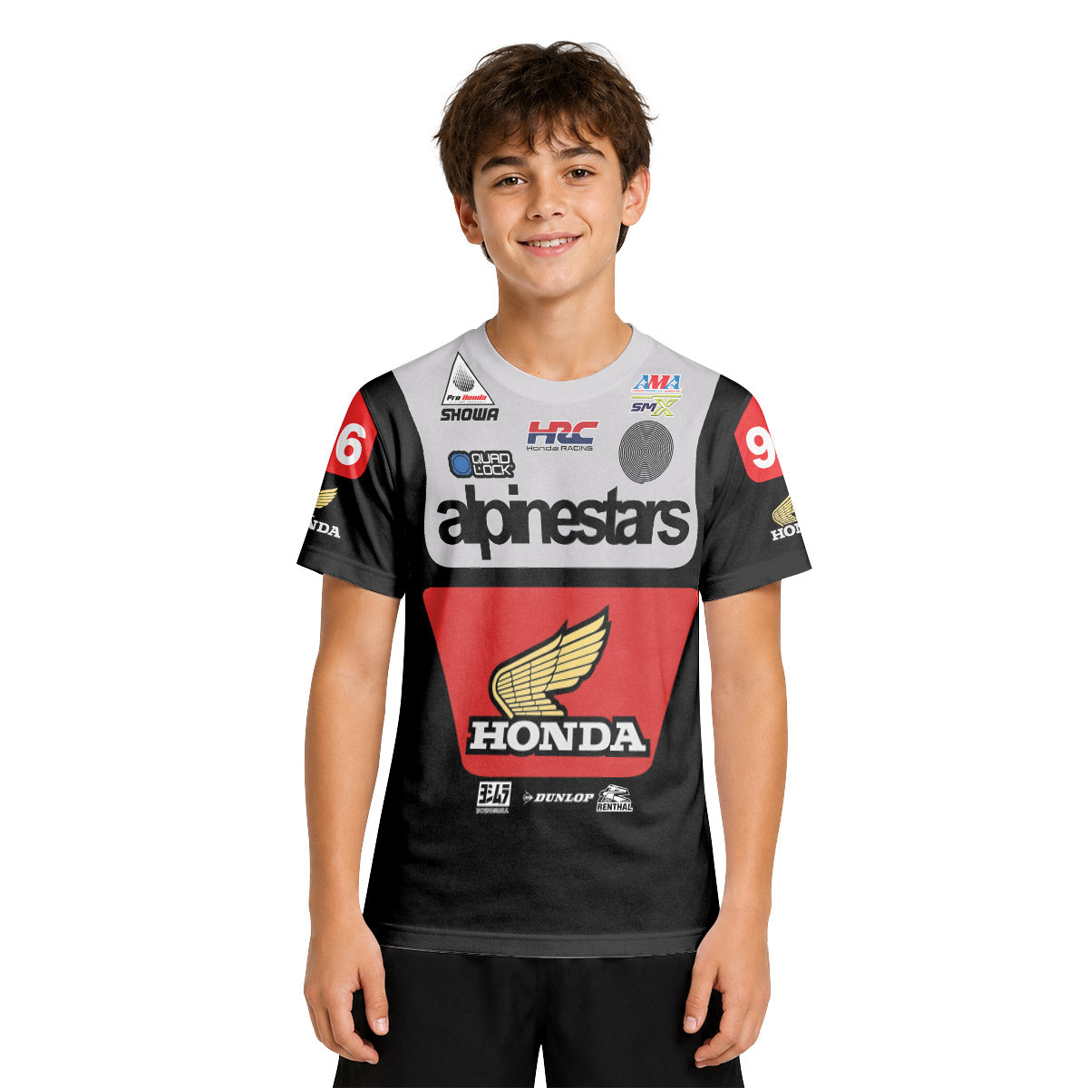 Jett Lawrence 96 Honda Black White Youth Short Sleeve Motocross Jersey