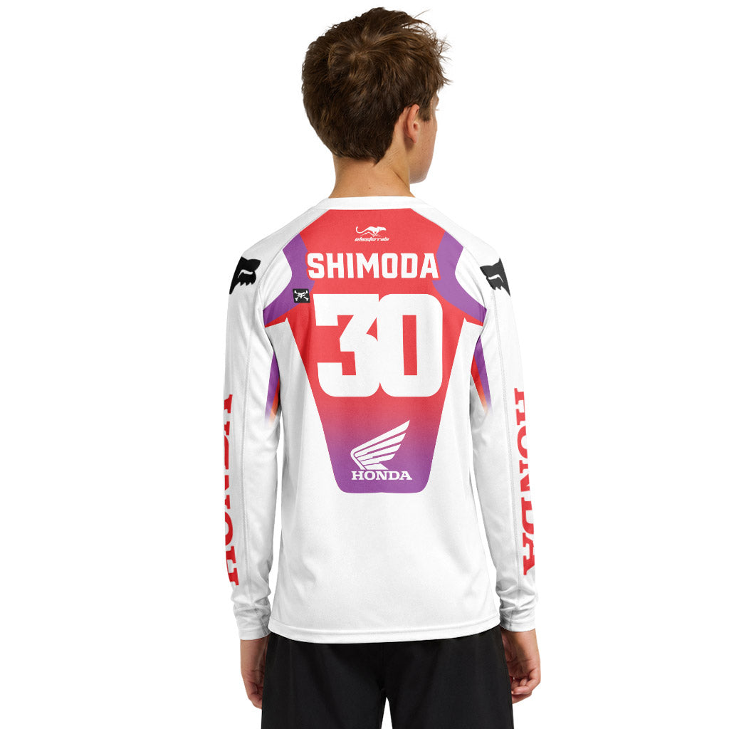 Jo Shimoda 30 Honda Progressive Youth Long Sleeve Motocross Jersey