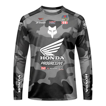 Jo Shinoda 30 Honda Grey Camo Long Sleeve Motocross Jersey
