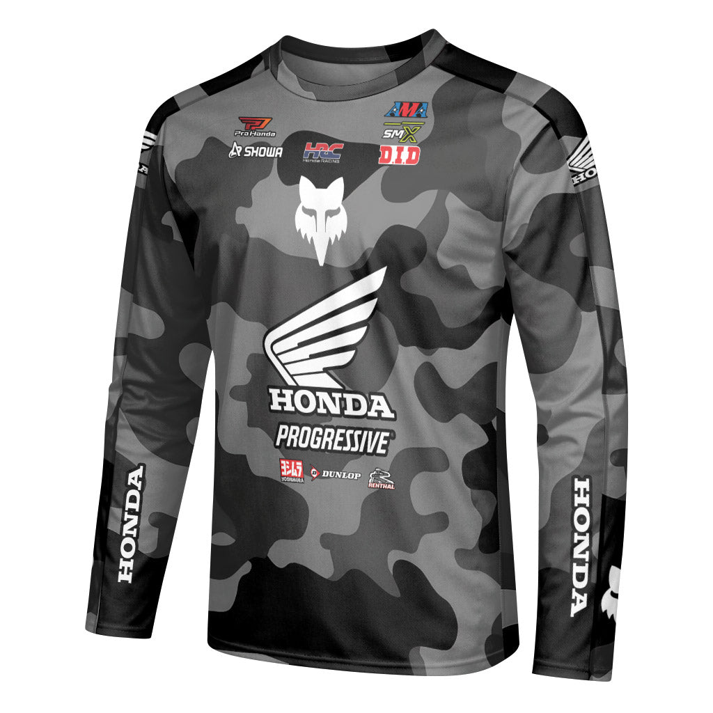 Jo Shinoda 30 Honda Grey Camo Long Sleeve Motocross Jersey