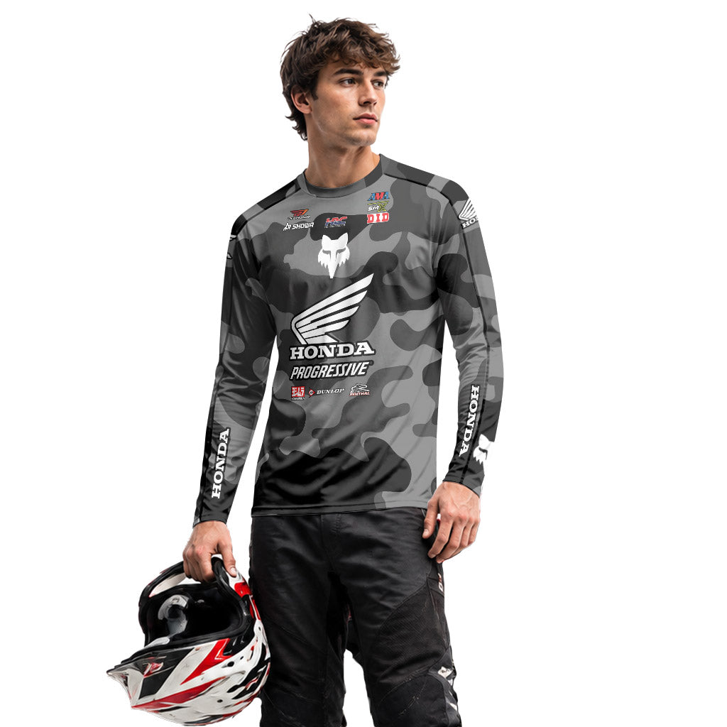 Jo Shinoda 30 Honda Grey Camo Long Sleeve Motocross Jersey