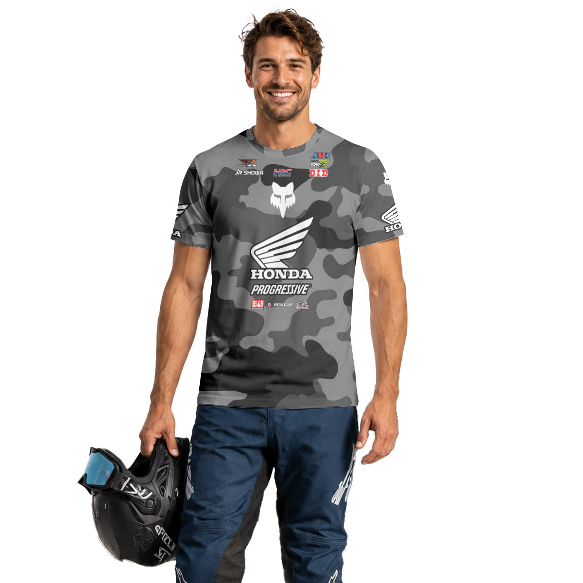 Jo Shinoda 30 Honda Grey Camo Short Sleeve Motocross Jersey