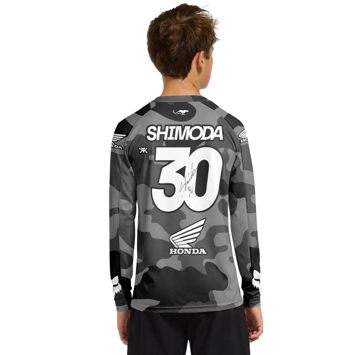 Jo Shinoda 30 Honda Grey Camo Youth Long Sleeve Motocross Jersey