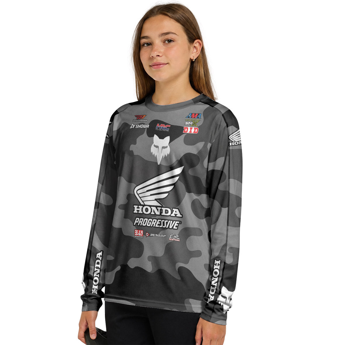 Jo Shinoda 30 Honda Grey Camo Youth Long Sleeve Motocross Jersey