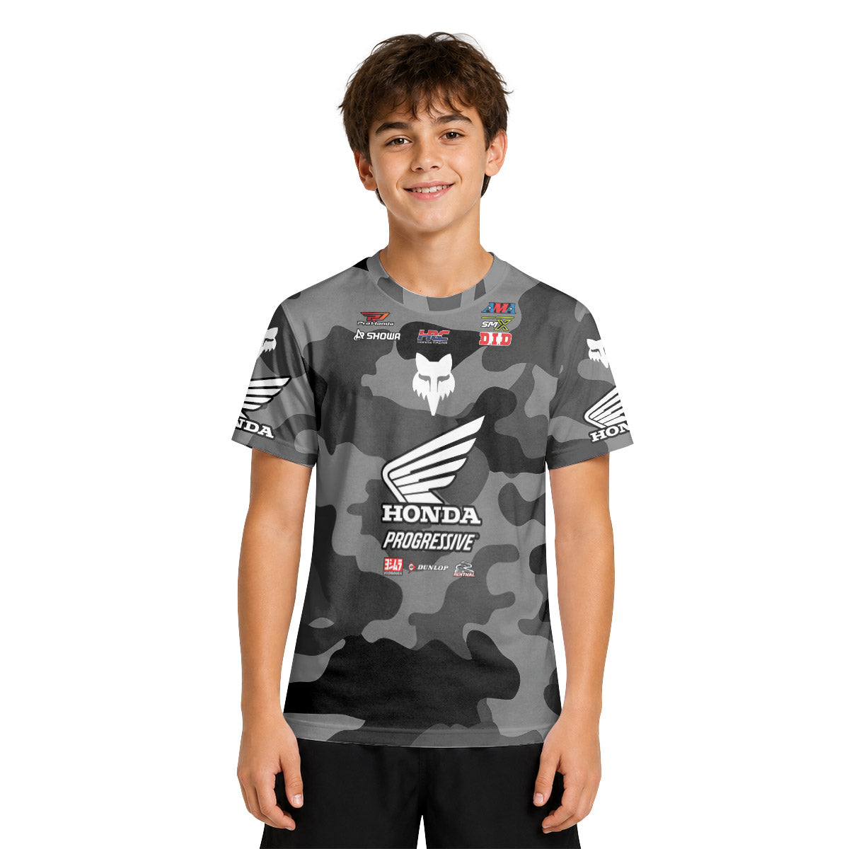 Jo Shinoda 30 Honda Grey Camo Youth Short Sleeve Motocross Jersey