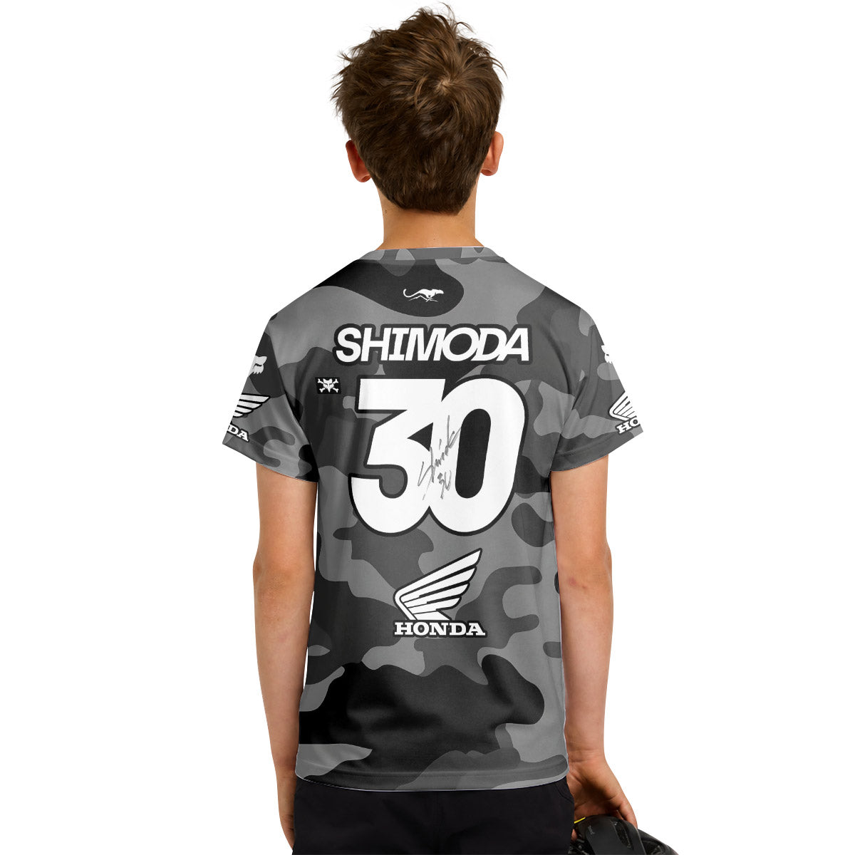 Jo Shinoda 30 Honda Grey Camo Youth Short Sleeve Motocross Jersey