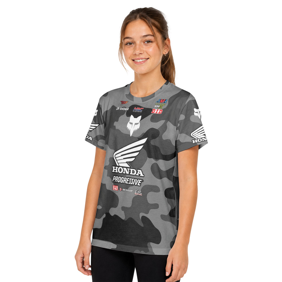 Jo Shinoda 30 Honda Grey Camo Youth Short Sleeve Motocross Jersey