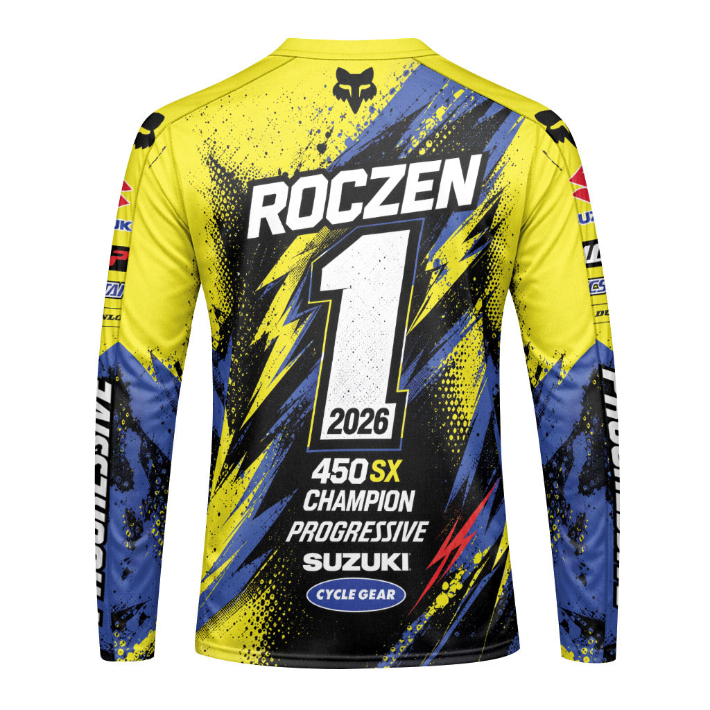 Ken Roczen 01 Yellow Lightning Long Sleeve Motocross Jersey