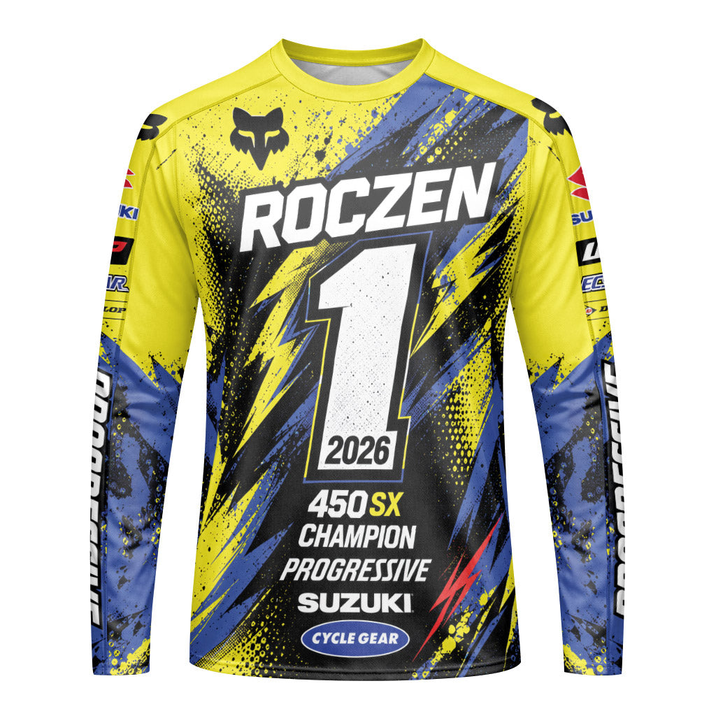 Ken Roczen 01 Yellow Lightning Long Sleeve Motocross Jersey