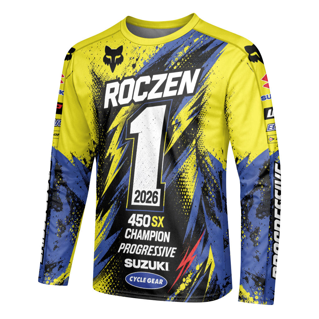 Ken Roczen 01 Yellow Lightning Long Sleeve Motocross Jersey