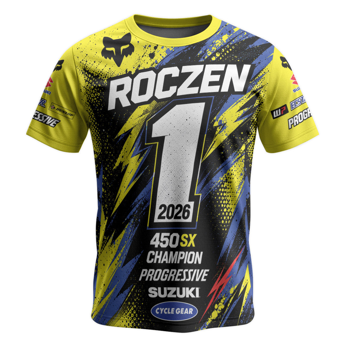 Ken Roczen 01 Yellow Lightning Short Sleeve Motocross Jersey