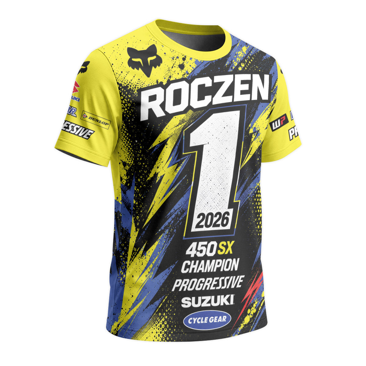 Ken Roczen 01 Yellow Lightning Short Sleeve Motocross Jersey