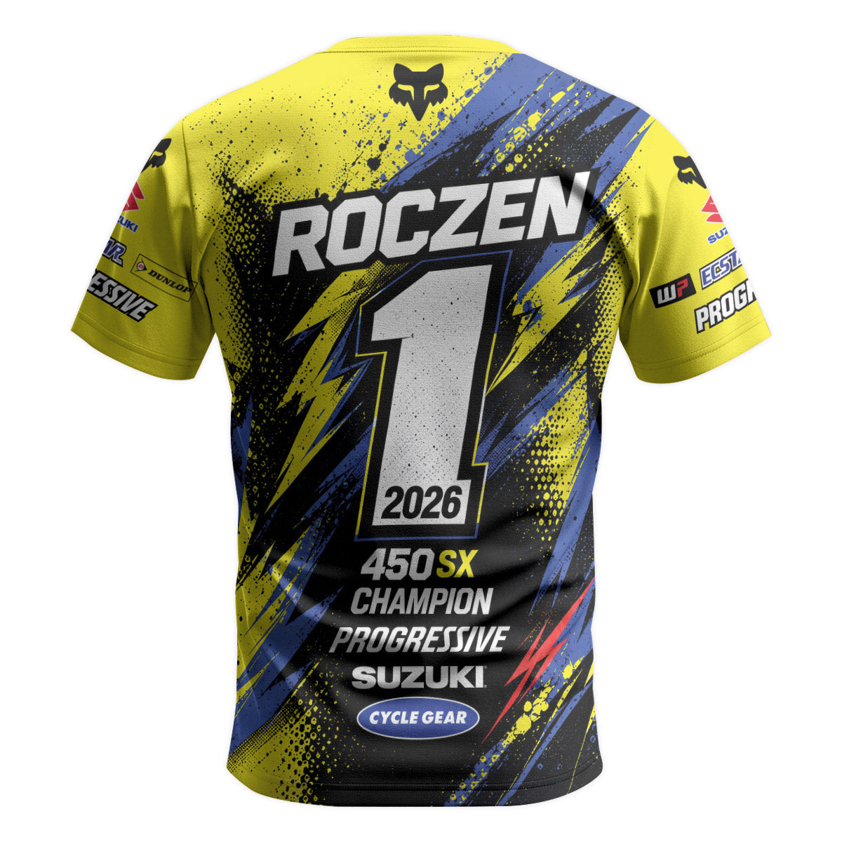 Ken Roczen 01 Yellow Lightning Short Sleeve Motocross Jersey