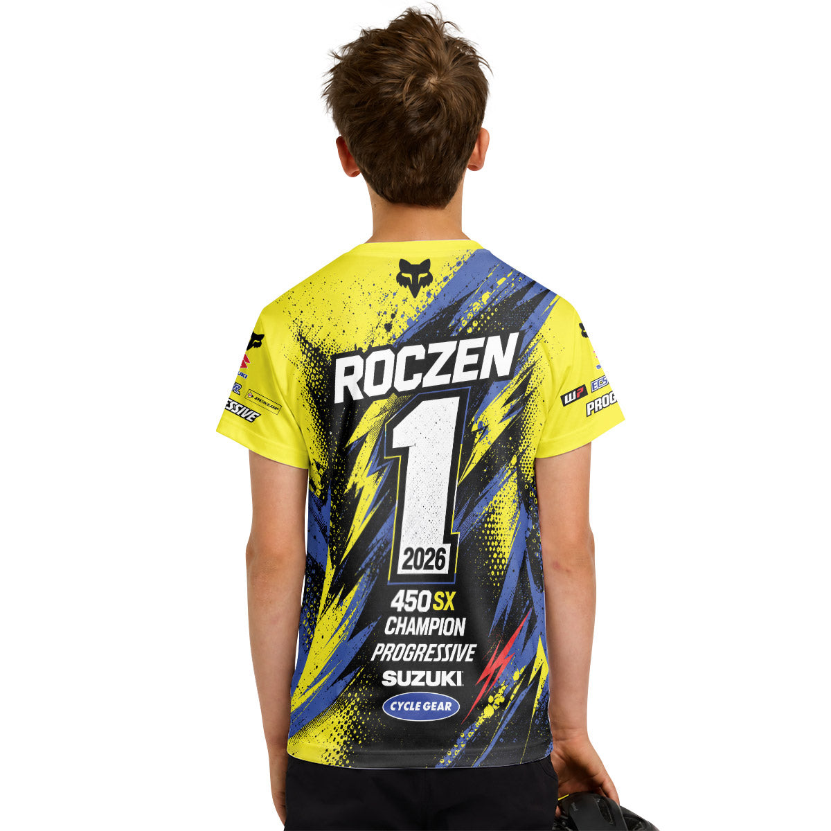 Ken Roczen 01 Yellow Lightning Youth Short Sleeve Motocross Jersey