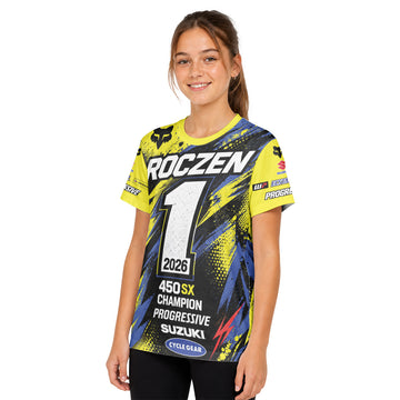 Ken Roczen 01 Yellow Lightning Youth Short Sleeve Motocross Jersey