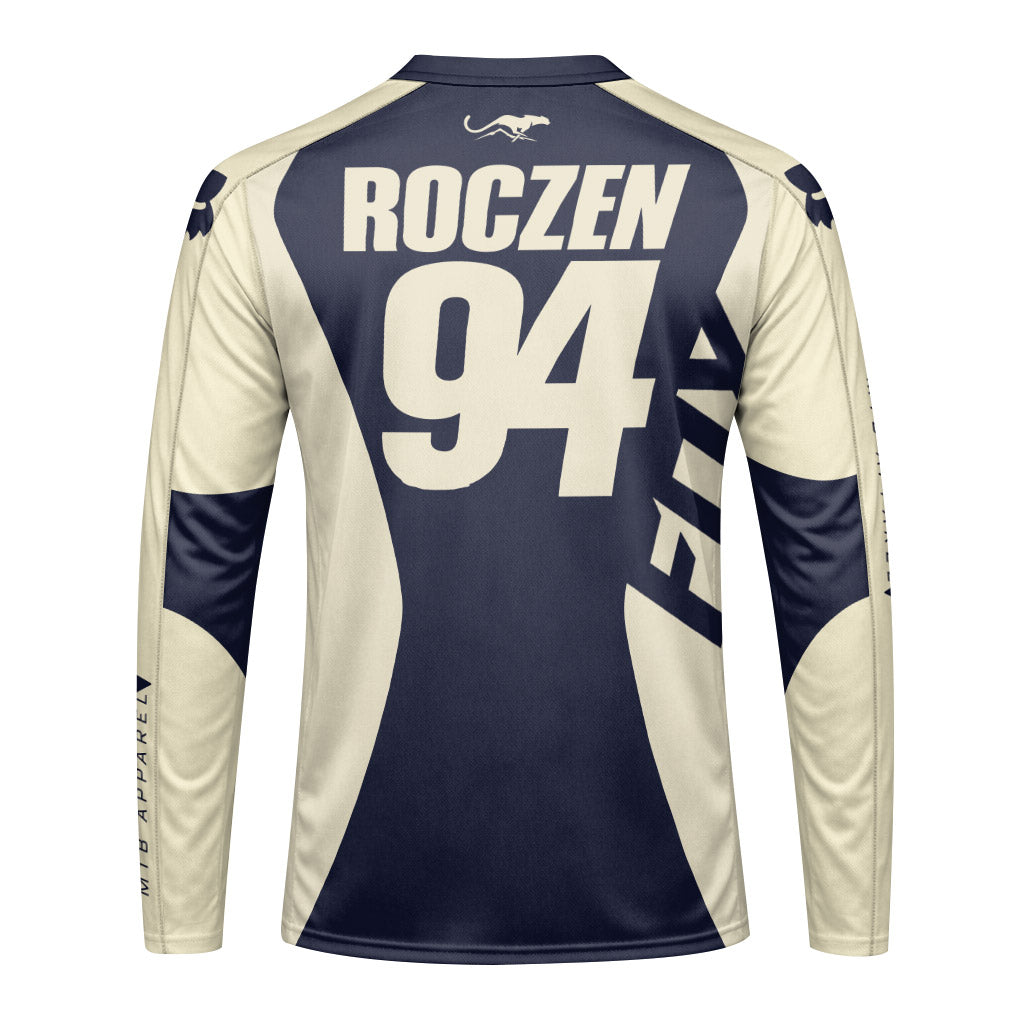 Ken Roczen 94 Blue Beige Long Sleeve Motocross Jersey