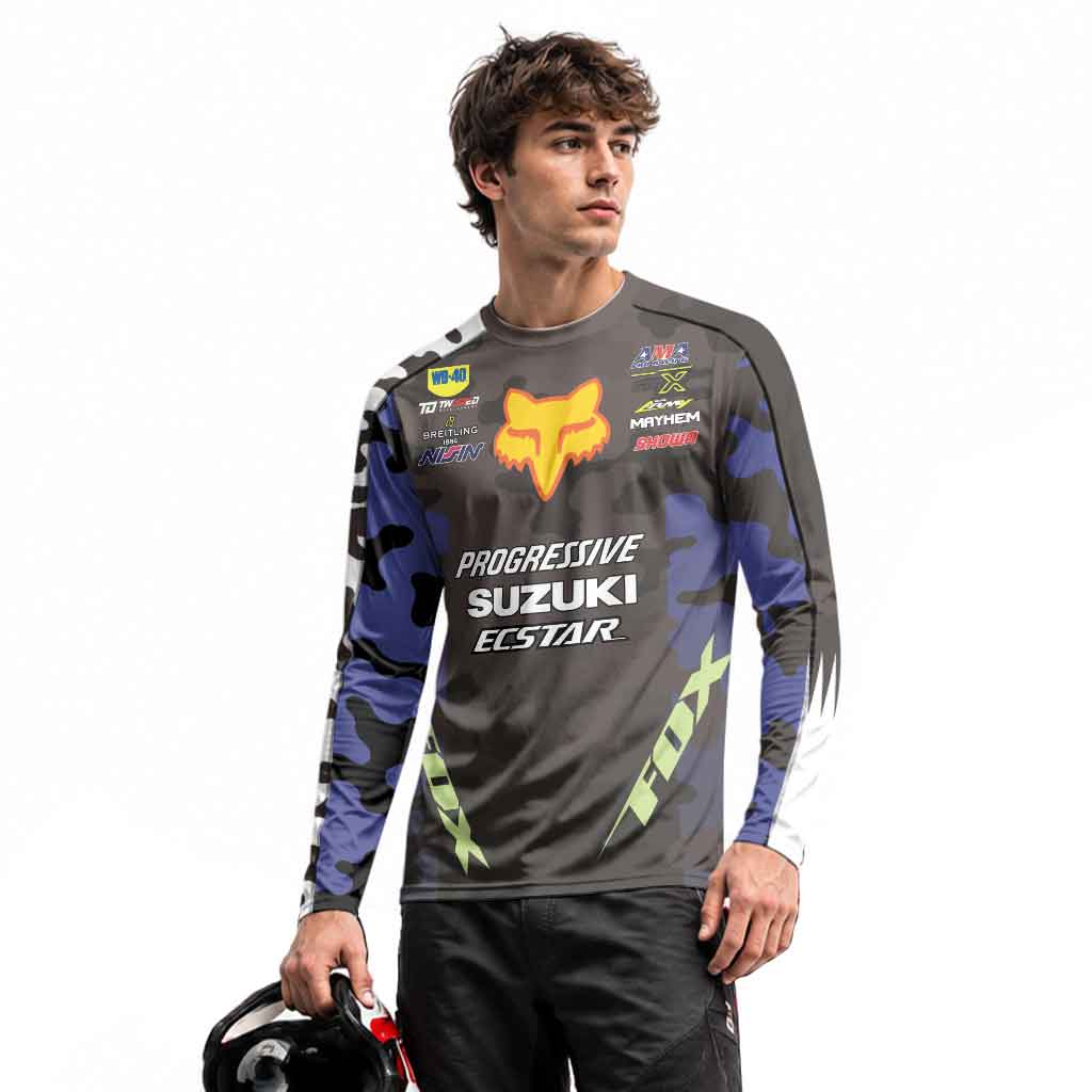 Ken Roczen 94 Progressive Blue Camo Long Sleeve Motocross Jersey